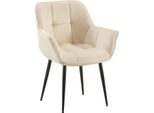Sedia Da Pranzo In Velluto - Velluto - Design Ergonomico, Comfort Moderno E Tinta Unita Colore: Crema