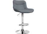 Sgabello Da Bar In Pelle Finta - Sgabello Di Design - Comfort Ergonomico, Regolabile In Altezza | Colore: Grigio | Colore Base: Cromo