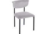 Sedia Da Pranzo In Velluto - Seduta Imbottita - Elevato Comfort Di Seduta, Struttura In Metallo Nero | Colore: Grigio