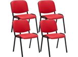 Set Di 4 Sedie Per Visitatori - Sedie Beurs - Comoda Seduta Trapuntata. Colore: Rosso