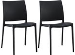 Set Di 2 Sedie Da Giardino - Patio - Impilabili E In Plastica Resistente Ai Raggi Uv | Colore: Nero