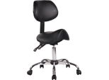 Sgabello Da Lavoro Ergonomico - Sgabello A Sella - Comodo E Regolabile, In Pelle Finta, 5 Rotelle, Nero