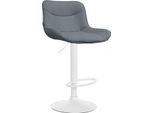 Sgabello Da Bar In Pelle Finta - Sgabello Di Design - Comfort Ergonomico, Regolabile In Altezza | Colore: Grigio | Colore Base: Bianco