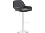 Sgabello Da Bar In Pelle Finta - Sgabello - Sedile Girevole A 360°, Regolabile In Altezza | Colore: Nero | Colore Base: Bianco