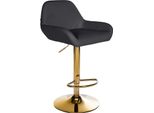 Sgabello Da Bar In Pelle Finta - Seduta Elegante - Regolazione Continua Con Base Dorata | Colore: Nero