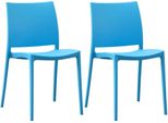 Set Di 2 Sedie Da Giardino - Patio - Impilabili E In Plastica Resistente Ai Raggi Uv | Colore: Blu
