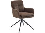 Sedia Da Pranzo - Sedia Imbottita - Girevole A 180°, Ottimo Comfort Di Seduta, Metallo Nero | Colore: Marrone
