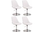 Set Di 4 Sedie Da Pranzo In Pelle Finta - Sedie - Design Moderno, Seduta Confortevole, Colore: Bianco | Colore Base: Cromo