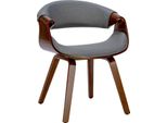 Sedia Da Pranzo - Sedia Da Cucina - Comoda Con Braccioli | Colore: Noce/Grigio | Materiale: Polvere