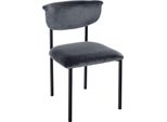 Sedia Da Pranzo In Velluto - Seduta Imbottita - Elevato Comfort Di Seduta, Struttura In Metallo Nero | Colore: Grigio Scuro
