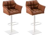 Set Di 2 Sgabelli Da Bar - Sgabelli Alla Moda - Regolabili In Altezza Per Il Massimo Comfort Di Seduta | Colore: Marrone Chiaro | Colore Base: Bianco