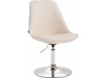 Sedia Da Pranzo In Pelle Finta - Sedia Moderna - Regolabile In Altezza E Girevole A 360° | Colore: Crema | Colore Base: Cromo