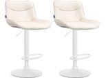 Set Di 2 Sgabelli Da Bar - Sgabello - Comfort Ergonomico, Regolabile In Altezza | Colore: Crema | Colore Base: Bianco