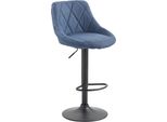 Sgabello Da Bar Moderno In Tessuto - Sgabello - Girevole A 360° Con Elevazione A Gas | Colore: Blu | Colore Base: Nero