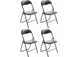 Set Di 4 Sedie Pieghevoli - Sedia Pieghevole - Cura - Design Amichevole | Colore: Nero/Nero