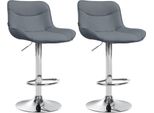 Set Di 2 Sgabelli Da Bar - Sgabello - Comfort Ergonomico, Regolabile In Altezza | Colore: Grigio | Colore Base: Cromo