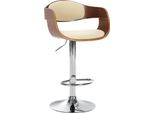 Sgabello Da Bar In Pelle Finta - Sedia - Altezza Regolabile E Girevole A 360° Per Un Comfort Ottimale | Colore: Noce/Crema