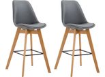Sgabello Da Bar 2 Pezzi - Sgabello Alto - Eccellente Comfort Di Seduta | Colore: Grigio | Colore Abbigliamento: Naturale