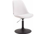 Sedia Da Pranzo In Ecopelle - Sedia Moderna - Regolabile In Altezza E Girevole A 360° | Colore: Bianco | Colore Base: Nero