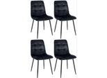 Set Di 4 Sedie Da Pranzo - Sedie Da Cucina - Imbottitura Confortevole | Colore: Nero