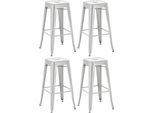 Set Di 4 Sgabelli Da Bar - Sgabello Alto - Design Impilabile, Salvaspazio E Resistente | Colore: Argento