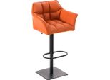 Sgabello Da Bar Moderno - Sedia Elegante - Girevole E Regolabile A 360° | Colore: Arancione | Colore Base: Nero