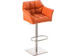 Sgabello Da Bar Moderno - Sedia Elegante - Girevole E Regolabile A 360° | Colore: Arancione | Colore Base: Acciaio Inox