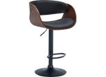 Sgabello Da Bar In Pelle Finta - Sgabello - Seduta Comoda E Regolabile In Altezza, Colore: Noce/Nero | Base: Nero