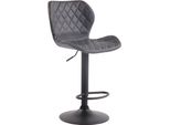 Sgabello Da Bar Con Seduta In Pelle Finta - Sgabello - Regolabile In Altezza E Ruotabile A 360° | Colore Base: Nero | Colore: Grigio