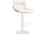 Sgabello Da Bar In Pelle Finta - Sgabello Di Design - Comfort Ergonomico, Regolabile In Altezza | Colore: Crema | Colore Base: Bianco