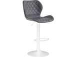 Sgabello Da Bar Con Seduta In Pelle Finta - Sgabello - Regolabile In Altezza E Ruotabile A 360° | Colore Base: Bianco | Colore: Grigio
