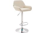 Sgabello Da Bar In Pelle Finta - Sgabello - Sedile Girevole A 360°, Regolabile In Altezza | Colore: Crema | Colore Base: Cromo