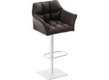 Sgabello Da Bar Moderno - Sedia Elegante - Girevole E Regolabile A 360° | Colore: Marrone | Colore Base: Bianco