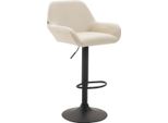 Sgabello Da Bar In Pelle Finta - Sgabello - Sedile Girevole A 360°, Regolabile In Altezza | Colore: Crema | Colore Base: Nero