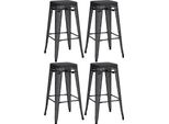 Set Di 4 Sgabelli Da Bar - Sgabelli Alti - Impilabili Per Spazi Ridotti | Colore: Nero