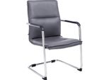 Sedia Per Visitatori - Sedia Per Ospiti - Bracciolo Ergonomico, Pelle Finta E Design Cromato | Colore: Grigio