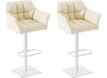 Set Di 2 Sgabelli Da Bar - Sgabelli Alla Moda - Regolabili In Altezza Per Il Massimo Comfort Di Seduta | Colore: Crema | Colore Base: Bianco