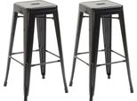 Set Di 2 Sgabelli Da Bar - Sgabelli Da Cucina - Impilabili E Di Facile Manutenzione | Colore: Nero