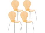 4X Sedia Ergonomica Impilabile - Sedia Per Visitatori - Design Salvaspazio | Colore: Naturale