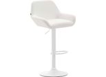 Sgabello Da Bar In Pelle Finta - Sgabello - Sedile Girevole A 360°, Regolabile In Altezza | Colore: Bianco | Colore Base: Bianco