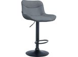Sgabello Da Bar In Pelle Finta - Sgabello Di Design - Comfort Ergonomico, Regolabile In Altezza | Colore: Grigio | Colore Base: Nero