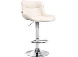 Sgabello Da Bar In Pelle Finta - Sgabello Di Design - Comfort Ergonomico, Regolabile In Altezza | Colore: Crema | Colore Base: Cromo