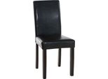 Sedia Da Pranzo In Pelle Finta - Sedia Da Pranzo - Comodo Schienale Alto, Design Di Facile Manutenzione | Colore: Nero | Colore Base: Marrone Scuro