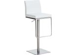 Sgabello Da Bar In Pelle Finta - Sgabello Multifunzionale - Regolabile E Ruotabile Per Un Comfort Ottimale | Colore: Bianco | Colore Base: Acciaio Inox