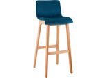 Sgabello Da Bar Blu Velluto - Sgabello - Comfort Ergonomico - Con Robuste Gambe In Legno Di Faggio