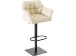Sgabello Da Bar Moderno - Sedia Elegante - Girevole E Regolabile A 360° | Colore: Crema | Colore Base: Nero