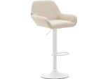 Sgabello Da Bar In Pelle Finta - Sgabello - Sedile Girevole A 360°, Regolabile In Altezza | Colore: Crema | Colore Base: Bianco