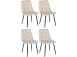 Set Di 4 Sedie Da Pranzo - Sedie Da Cucina - Imbottitura Confortevole | Colore: Crema