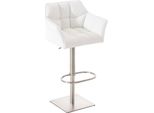 Sgabello Da Bar Moderno - Sedia Elegante - Girevole E Regolabile A 360° | Colore: Bianco | Colore Base: Acciaio Inox