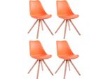 Set Di 4 Sedie In Pelle Finta - Sedie Per Ospiti - Ottimo Comfort Di Seduta | Colore: Arancione | Colore Abbigliamento: Naturale